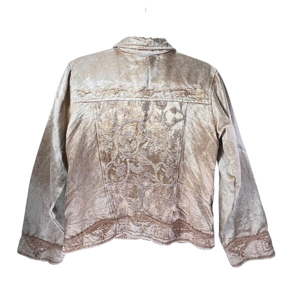 FlashBack Couture Gold Embroidered Embellished Jacket Beaded Button Down Pockets - Picture 5 of 16